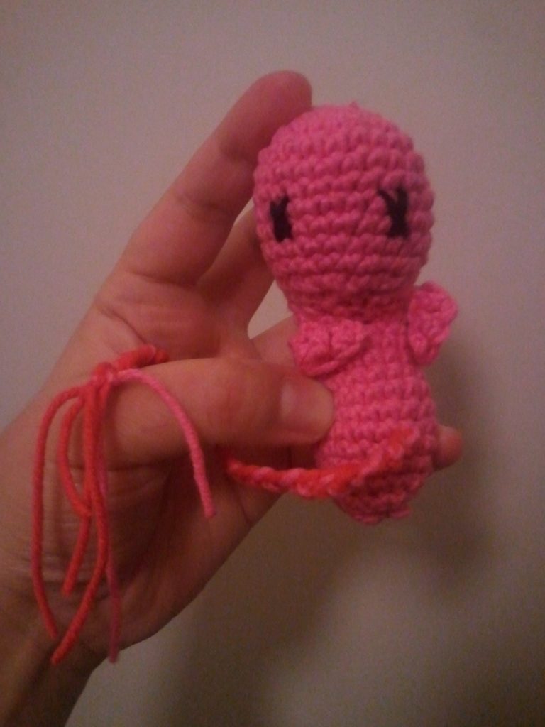 crochet amigurumi foetus in a jar