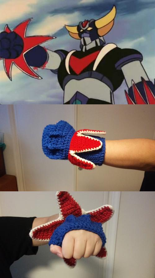 Crochet #9 : Patron gant fulgoropoing de Goldorak / Pattern fingerless glove UFO robot Grendizer