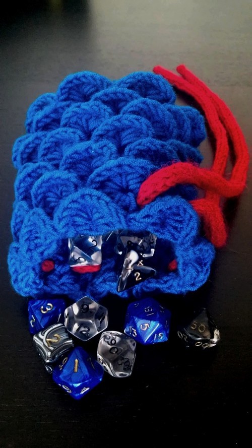 Crochet #14 : Sac de dés écailles de crocodiles