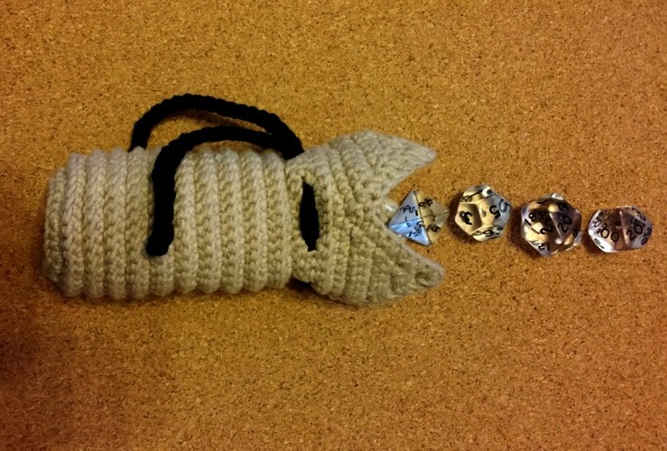 Crochet #19 : Sac de dés Shai-Hulud (ver des sables dans Dune)