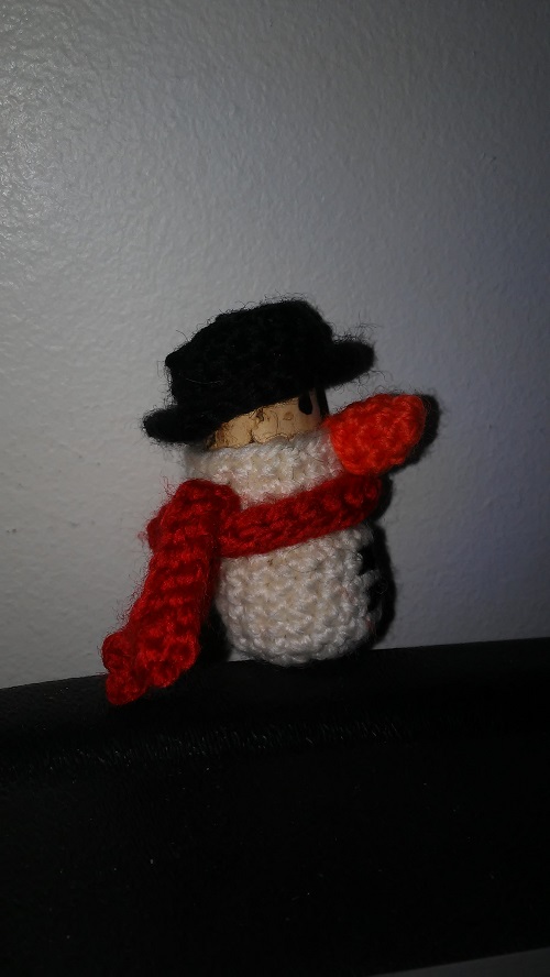 crochet bonhomme de neige bouchon de vin